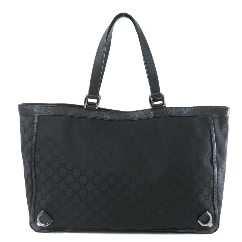 Gucci leather Tote monogrammed black canvas Abbey Large bag GG body